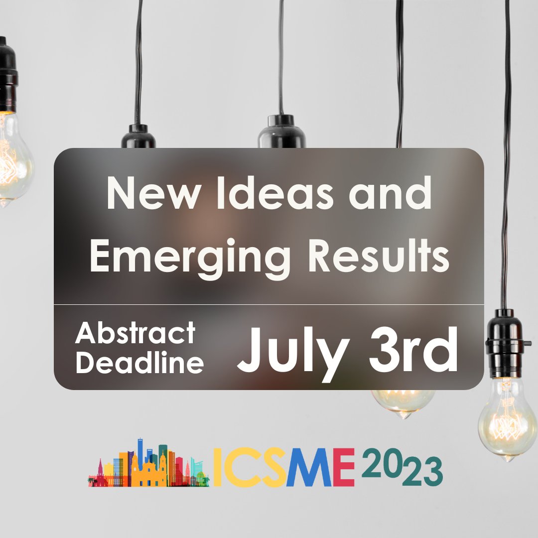 🚨 Attention 🚨 The deadline for our amazing New Ideas and Emerging Results Track is TODAY!

Submit your articles on innovative, and promising ideas from early-stage research.

Check the CFP and instructions at: conf.researchr.org/track/icsme-20…