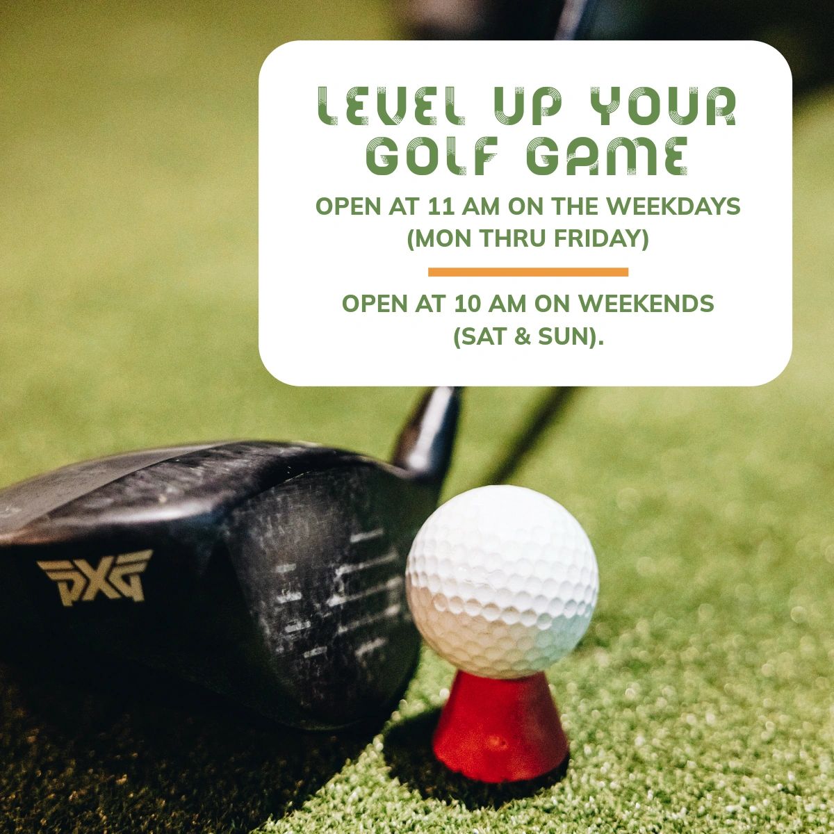 Link up with your golf buddies for a great time! We open at 11 AM on weekdays and 10 AM on weekends. Don't forget to try our new breakfast options while practicing on our Trackman simulators. ⛳ #LinksClub #GolfSimulator