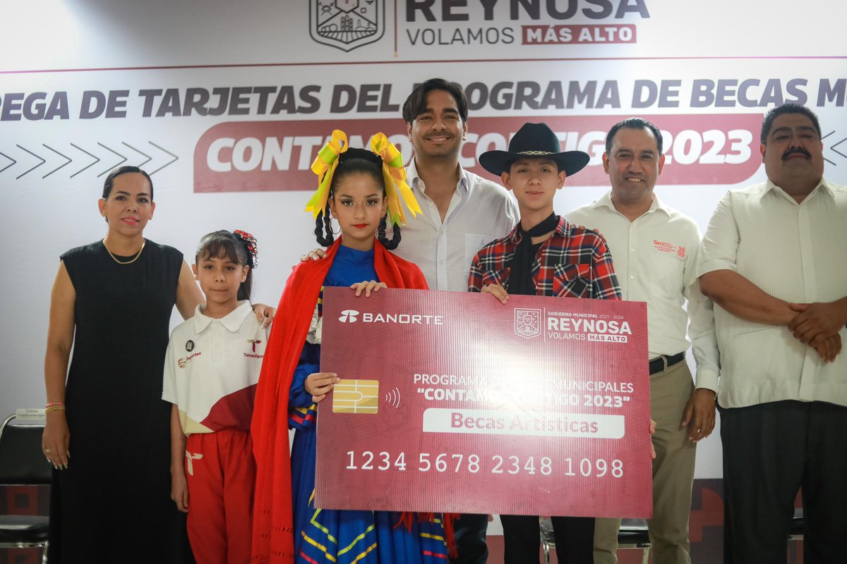 Hoy inicia entrega de tarjetas del Programa de Becas más grande en la historia de #Reynosa "Contamos Contigo 2023" . Inversión de 💰 150 MDP apoyando a 🎓 35,000 estudiantes en preescolar, arte y deporte. Queremos asegurar su futuro y evitar la delincuencia.🌟🏆📚