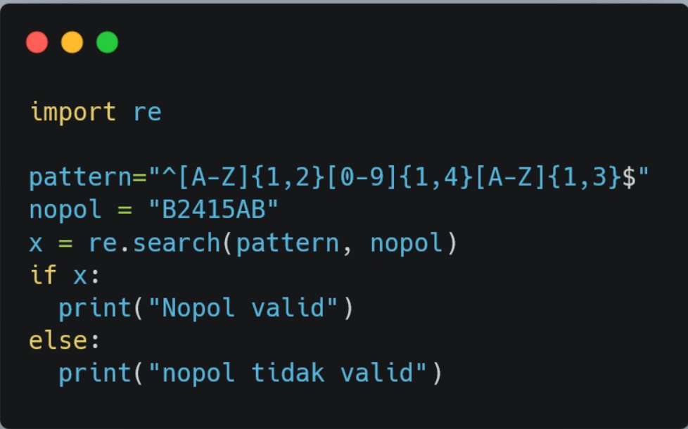 _whosend's tweet image. berikut adalah script sederhana untuk melakukan pengecekan validasi nomor kendaraan menggunakan regular expression pada python.
#Regex #PythonBasic #RePython