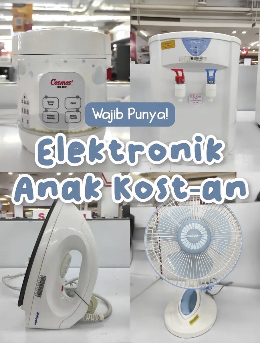 moodtimeline's tweet photo. Kumpulan Barang Elektronik Yang Membantu Kehidupan Anak Kost🥰

• SAVE AJA DULU •

— A Thread — https://t.co/Qf5eYRaBMW