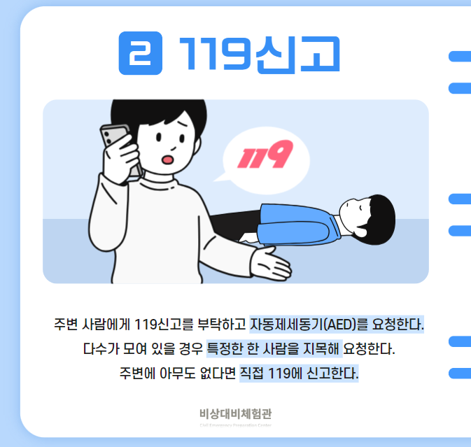 e_security's tweet photo. 안녕하세요, 비상대비체험관입니다!

오늘은 두 손의 기적인 심폐소생술을 알려드리려고 합니다🤲
안전사고가 많아지는 계절인 만큼 평상시 행동요령을 익혀두고 체험관 방문을 통해 다시 한번 확인하시어 안전에 대비하시길 바랍니다🧘

📢 비상대비체험관
📌 09:30~18:00 (17:30분 입장 마감) https://t.co/n2xRniidYK