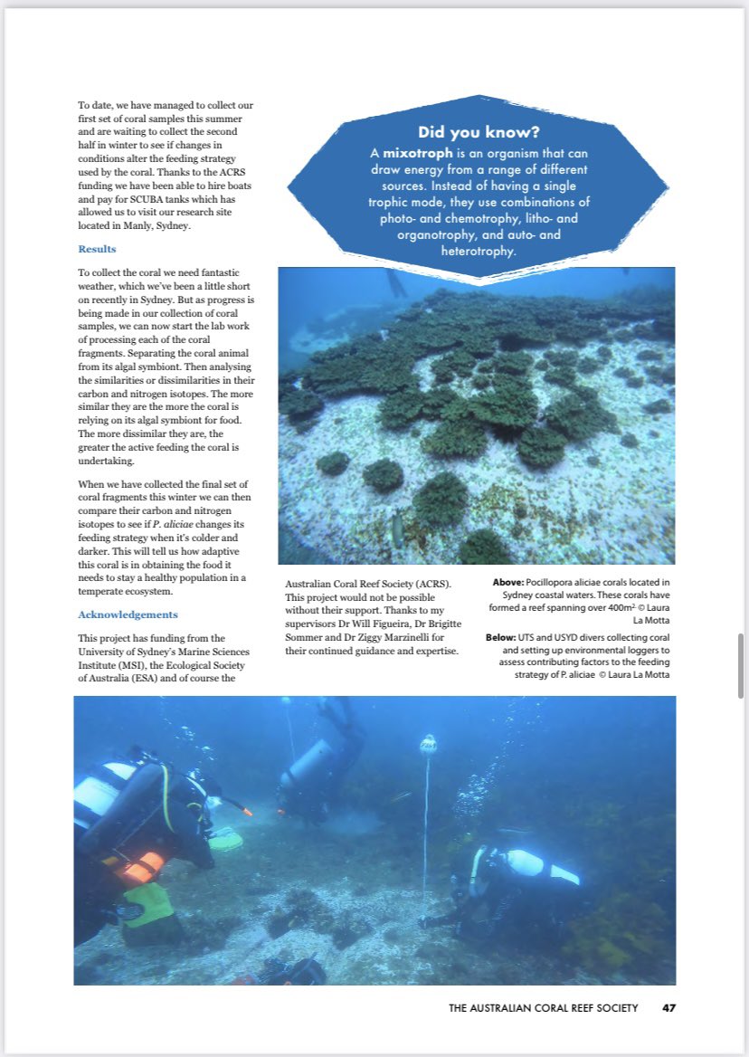 Chris Cooney (@cooney_cj) on Twitter photo The ACRS #ReefinReview 2023 is out! Plenty of amazing science going on all thanks to funding received by <a href="/AustCoralReefs/">Aust Coral Reef Soc</a>. Here’s a little preview of my work. <a href="/USydMSI/">USYD MSI</a> <a href="/Sydney_Science/">Sydney Science</a> The ACRS #ReefinReview 2023 is out! Plenty of amazing science going on all thanks to funding received by <a href="/AustCoralReefs/">Aust Coral Reef Soc</a>. Here’s a little preview of my work. <a href="/USydMSI/">USYD MSI</a> <a href="/Sydney_Science/">Sydney Science</a>