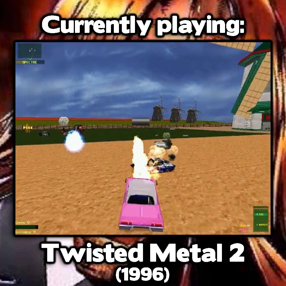 TimelessGamerN's tweet photo. #CurrentlyPlaying Twisted Metal 2 on PS1, and it still holds up beautifully! Lots of fun...
#twistedmetal #twistedmetal2 #ps1 #psx #singletrac #vehicularcombat https://t.co/Yi33aH4WsF