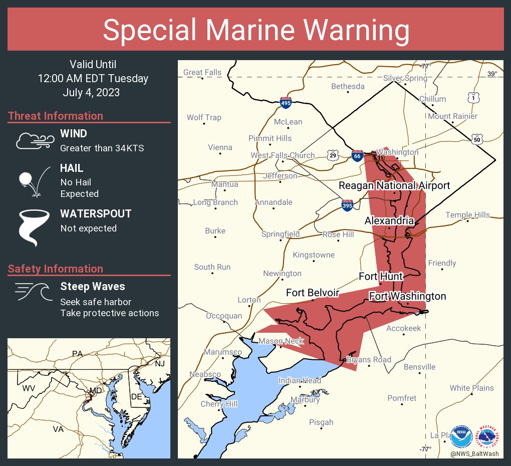 NWS BaltimoreWashington on Twitter "Special Marine Warning including