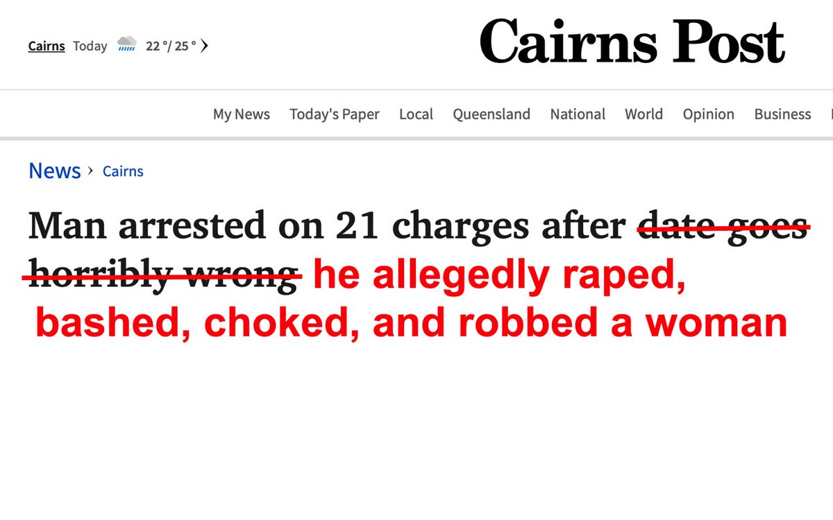 Hey there @thecairnspost I'm not sure what you were trying to do here... Actually, that's wrong, I'm pretty sure I do know what you were trying to do. Either way, I fixed it for you. #fixedit #violenceagainstwomen #rapeculture janegilmore.com/fixedit-rape-i…