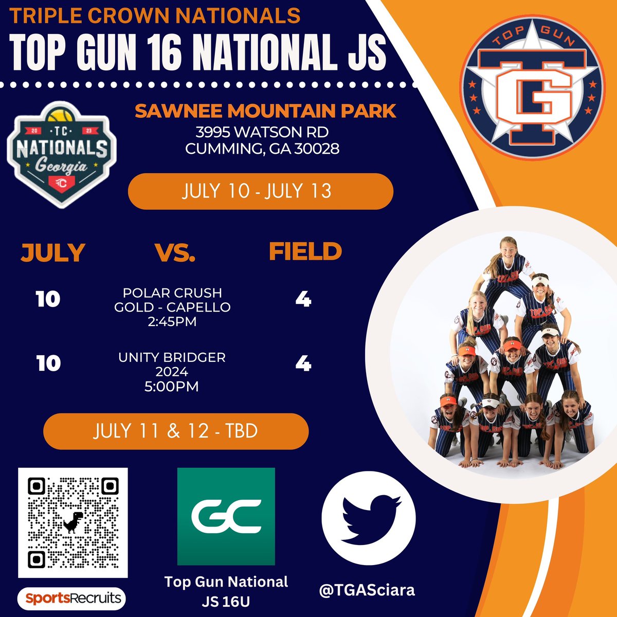 Top Gun National 16 (@tgasciara) on Twitter photo Up next <a href="/triplecrownspts/">Triple Crown Sports</a> Nationals in Georgia! If you aren’t able to join us at the fields you will see all our games on <a href="/tagupSoftball/">tagup</a>
<a href="/topgunfastpitch/">Top Gun Fastpitch</a> <a href="/NewsMidwest/">Midwest News</a> Up next <a href="/triplecrownspts/">Triple Crown Sports</a> Nationals in Georgia! If you aren’t able to join us at the fields you will see all our games on <a href="/tagupSoftball/">tagup</a>
<a href="/topgunfastpitch/">Top Gun Fastpitch</a> <a href="/NewsMidwest/">Midwest News</a>