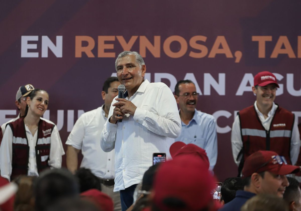adan_augusto's tweet photo. Acabamos de concluir una asamblea emotiva y vibrante en Reynosa. 

Cada día tengo más claro que el norte del país se consolida como uno de los bastiones más firmes de la Cuarta Transformación. 

Mañana seguiremos recorriendo Tamaulipas: San Fernando, Ciudad Victoria y El Mante. 

No vamos a descansar: defenderemos junto al pueblo los logros y las conquistas sociales del mejor Presidente de la historia contemporánea de México.