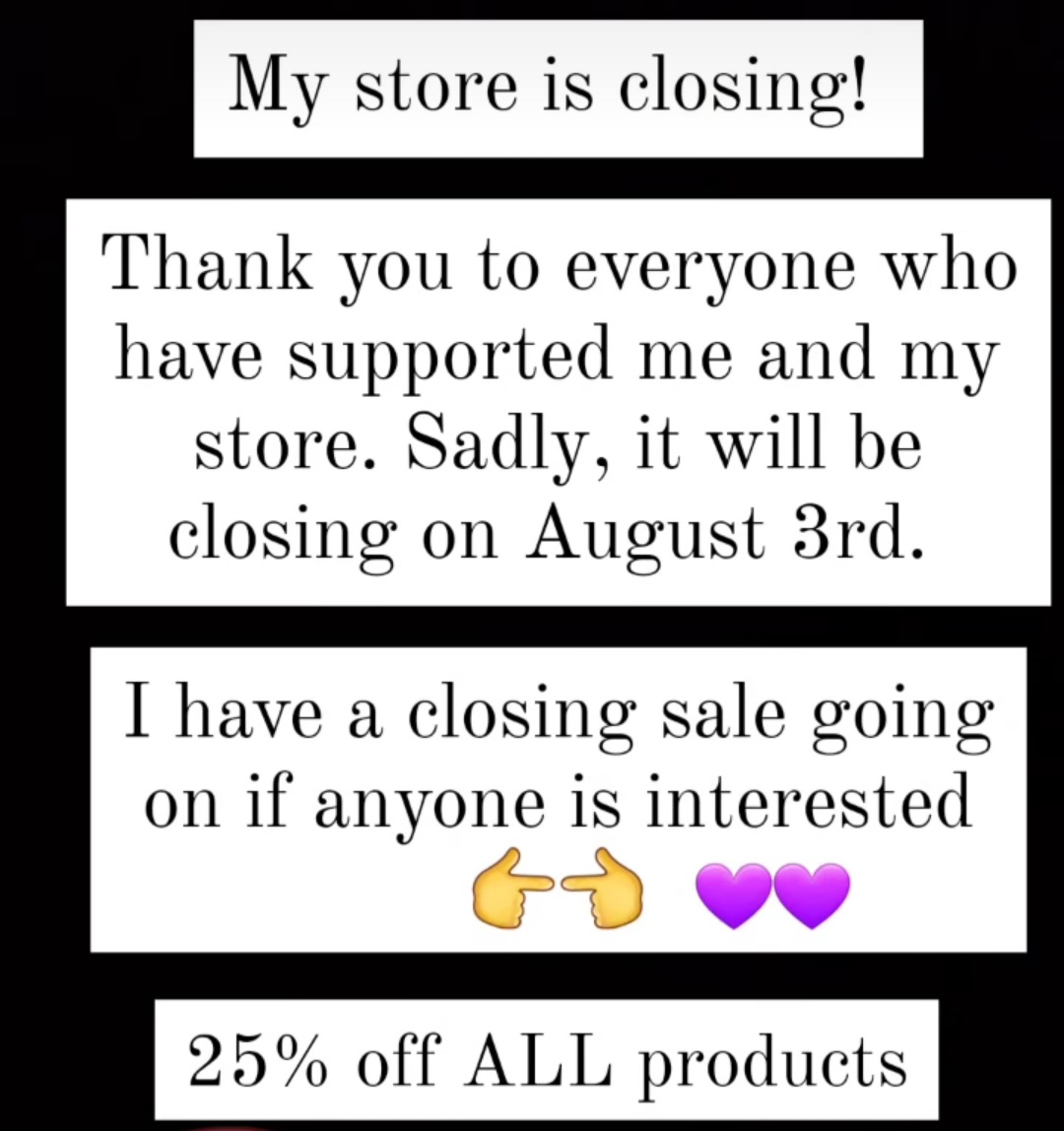 XerisDesigns's tweet photo. It's official! 

#storeclosing #SmallBusiness #artist #closingsale #storesale https://t.co/jeLfuvUpSr