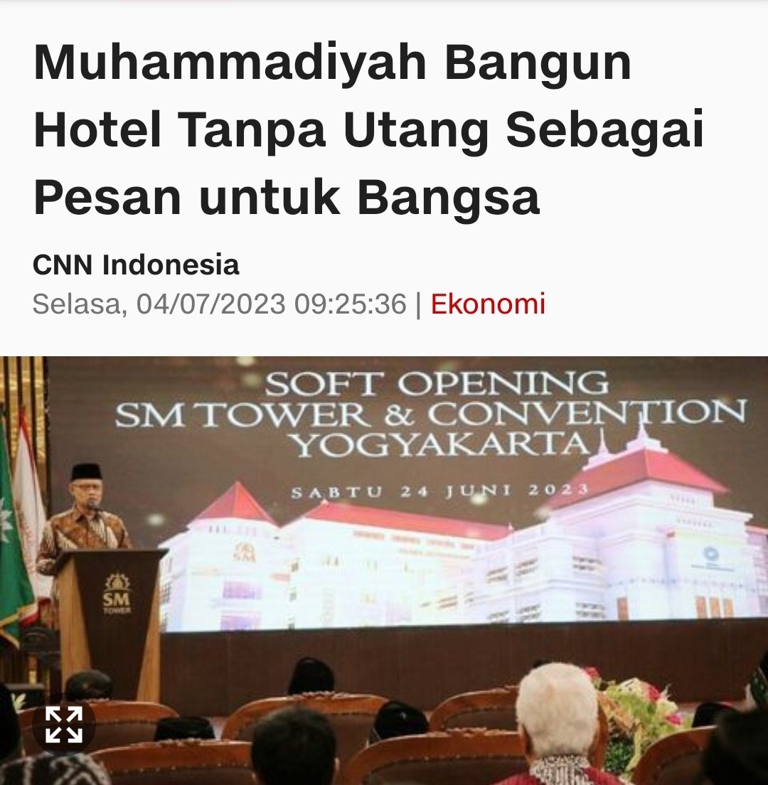 NovalAssegaf's tweet photo. 👍
-
Muhammadiyah sukses membangun hotel tanpa utang ke bank.
Hotel itu bernama SM Tower and Convention. Hotel yang menelan dana Rp50 miliar itu resmi dibuka. https://t.co/1f4x5OZqY4