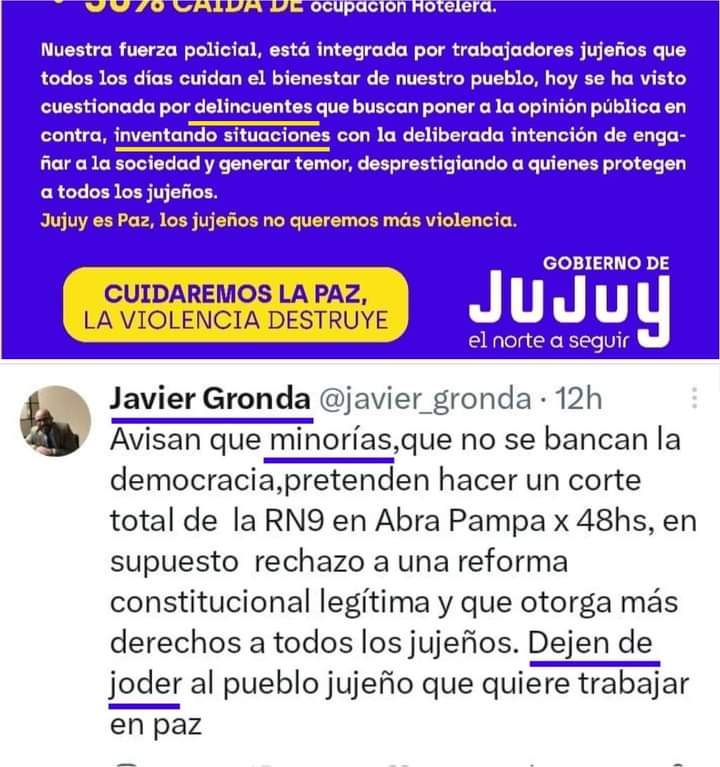 BlasGallardo1's tweet photo. Lo que hacen @GerardoMorales y sus desbocados funcionarios ya no es sólo torpeza; es violencia discursiva y racismo que no busca otra cosa que agredir y atentar contra nuestra historia e identidad de siglos.
Les decimos que no somos delincuentes ni mucho menos una minoría (hilo) https://t.co/MQ1sLNr5r9