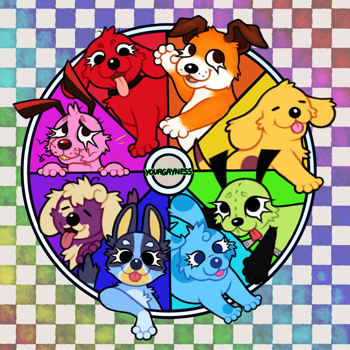 The palette of puppies !! Your favourite colourful childhood friends ! :3