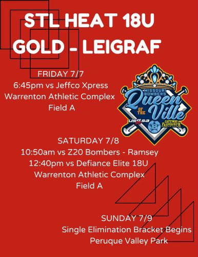 This coming weekend we are back in St.Louis. Come check out our girls! This is our last tournament before nationals🙌🏻 Our schedule is below⬇️⬇️
