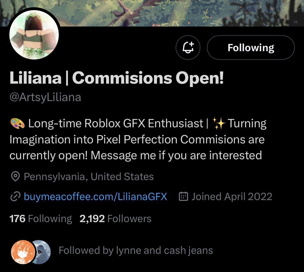 ROBLOXSCAMMERS0's tweet photo. The amount of Roblox accounts that link this fucking SAME EXACT Twitter page is blowing my mind. This time it’s a Roblox scammer by the name of “GalleryGlimmer” that has linked @ArtsyLiliana https://t.co/wielTuIaXu