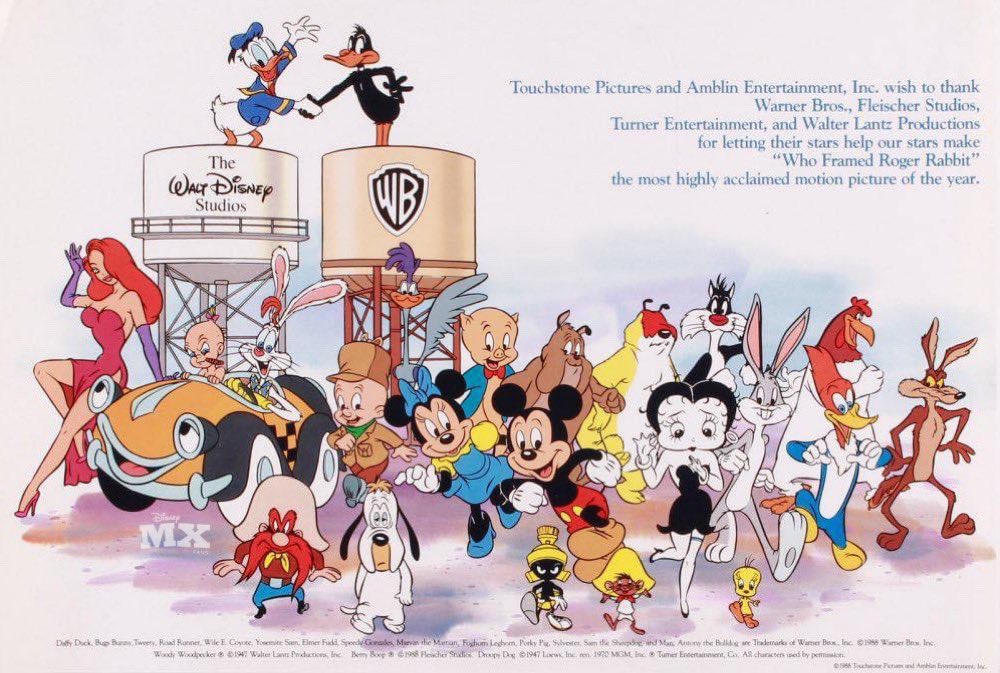 Anuncio de 1988 publicado por #Disney para agradecer a #WarnerBrothers por permitirle usar sus personajes en “¿Quién engañó a Roger Rabbit?”.

#WhoFramedRogerRabbit #TheWaltDisneyStudios #WB #TouchStonePictures #AmblinEntertainment #FleischerStudios #TurnerEntertainment…