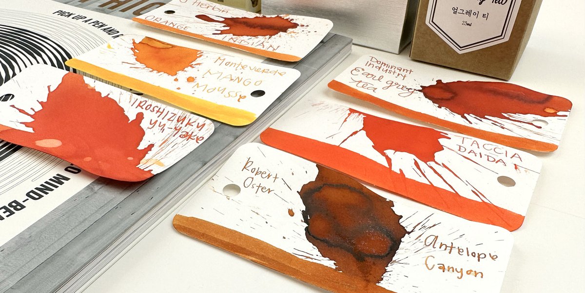 PenChalet's tweet photo. Have you found the BEST orange fountain pen ink yet? https://t.co/cmI6eFlY4Y #ink #getinked #penchalet #orangeink #fountainpenink #inkcomparison #inkreview #review #orange https://t.co/JRxAJVS92Y