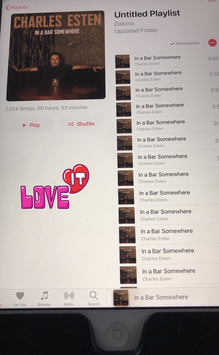 vernanorthcott1's tweet photo. When your doing a 12 hr shift at work you stream the hell out of an amazing song by @CharlesEsten #Inabarsomewhere and change it up later to #onegoodmove and #alittlerightnow 3 awesome songs released ๐๐ https://t.co/D3N6Z5VgAs