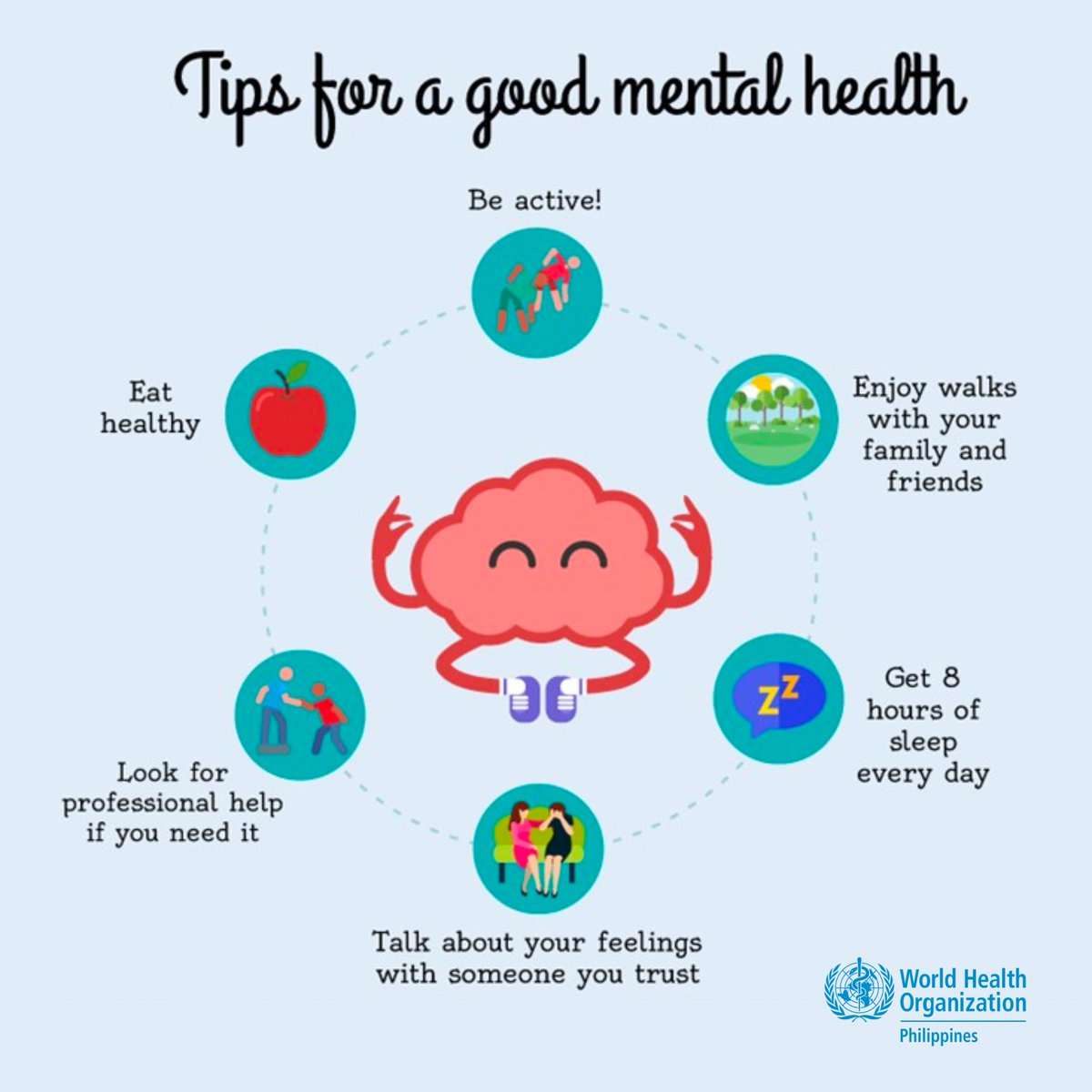 WHOPhilippines's tweet photo. Taking care of your mind is just as important as taking care of your body. Prioritize #selfcare.

#MentalHealthMatters https://t.co/ucOFxKCNSD