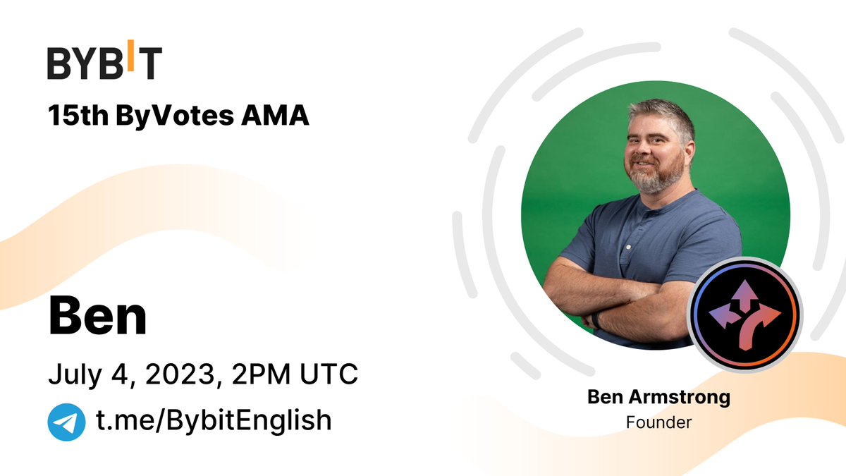 Here comes the 15th #ByVotes! This time, we're shining the spotlight on $BEN!

Join our Global Telegram AMA with Ben Armstrong, founder of Ben <a href="/joinBENCoin/">$BEN</a> Today, July 4, 2PM UTC

Stay tuned: bit.ly/BenAMAonBybit

#Bybit #TheCryptoArk
