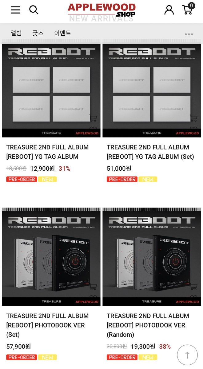 บั้มใน Applewood ลดเยอะมาก ถ้าเราเปิดพรีบั้มละ 590 รวมส่งกลับแอร์ แท็กอัลบั้ม 390 รวมส่งมีใครสนใจมั้ยคับ การ์ด applewood ดีมากทุกรอบเลย 🥹 
#REBOOT #TREASURE #TREASURE_2nd_FULL_ALBUM