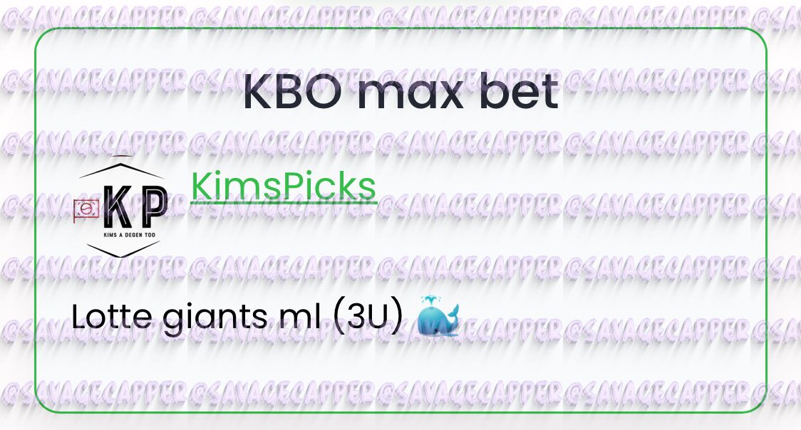 SavageCappers's tweet image. KBO PICKS FROM #CaliforniaWager #RBsSportsPlays #KimsPicks #DirtyBubbleBets 🔥

#GamblingTwitter #wakeandcash #wakencash #kbopicks #kbobets #sportsconsultant #parlay