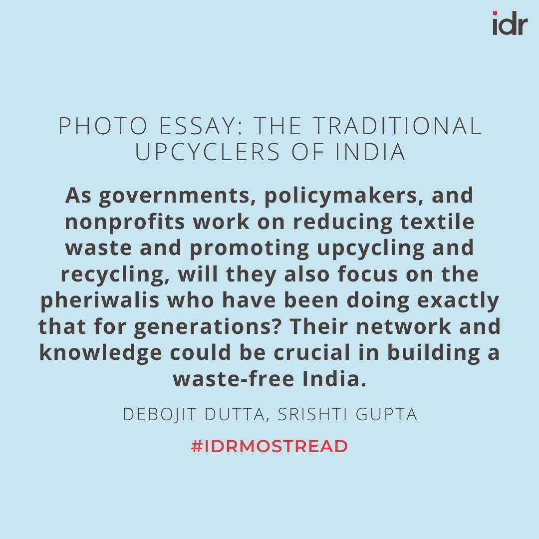 idr_online's tweet photo. #IDRMostRead | As India embraces sustainable fashion, there’s a need to focus on the traditional upcyclers from the Devipujak community who are struggling for income, health, & dignity. Read this photo essay by @debojitdutta & Srishti Gupta to learn more.
https://t.co/AE7uwump4b https://t.co/JBCFazqAkr
