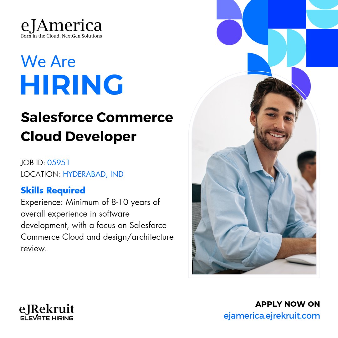 ejangar's tweet image. Apply Now - ow.ly/YkZc50P2ZiQ

Calling all Salesforce Commerce Cloud wizards! We have an exciting opportunity for a skilled developer to shape the future of our e-commerce platform. 

#JobAlert #DeveloperNeeded #CommerceCloud #jobsearch #techcareer #ejrekruit #ejamerica
