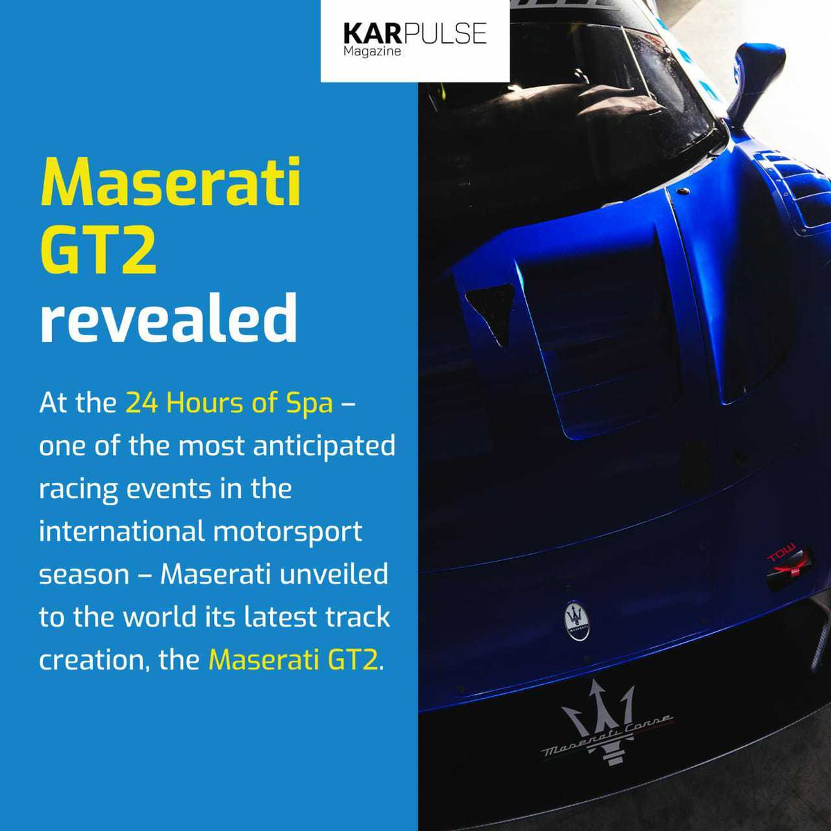 KARPULSE_MAG's tweet photo. Maserati GT2 revealed

#new #reveal #motorsports #racecar #racing #racingcar #maserati #maseratigt2 #gt2 #automotivemagazine
#karpulsemagazine #magazine #generalmagazine https://t.co/CK53PqzxwS