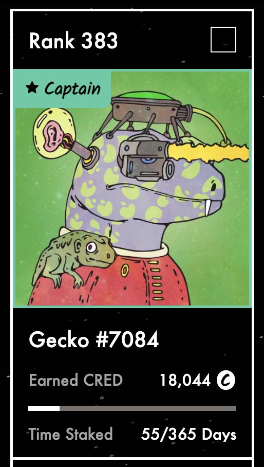 OK, it's your time to shine buddy! Time to get your CRED on my little floor price pickup!!
<a href="/GalacticGeckoSG/">🟩Galactic Gecko Space Garage 🦎 🛸 🪐</a> <a href="/genuinearticles/">🟩 Genuine Articles // GG 🦎</a> <a href="/TheGeckoDAO/">🟩 The Gecko DAO // GG🦎</a>