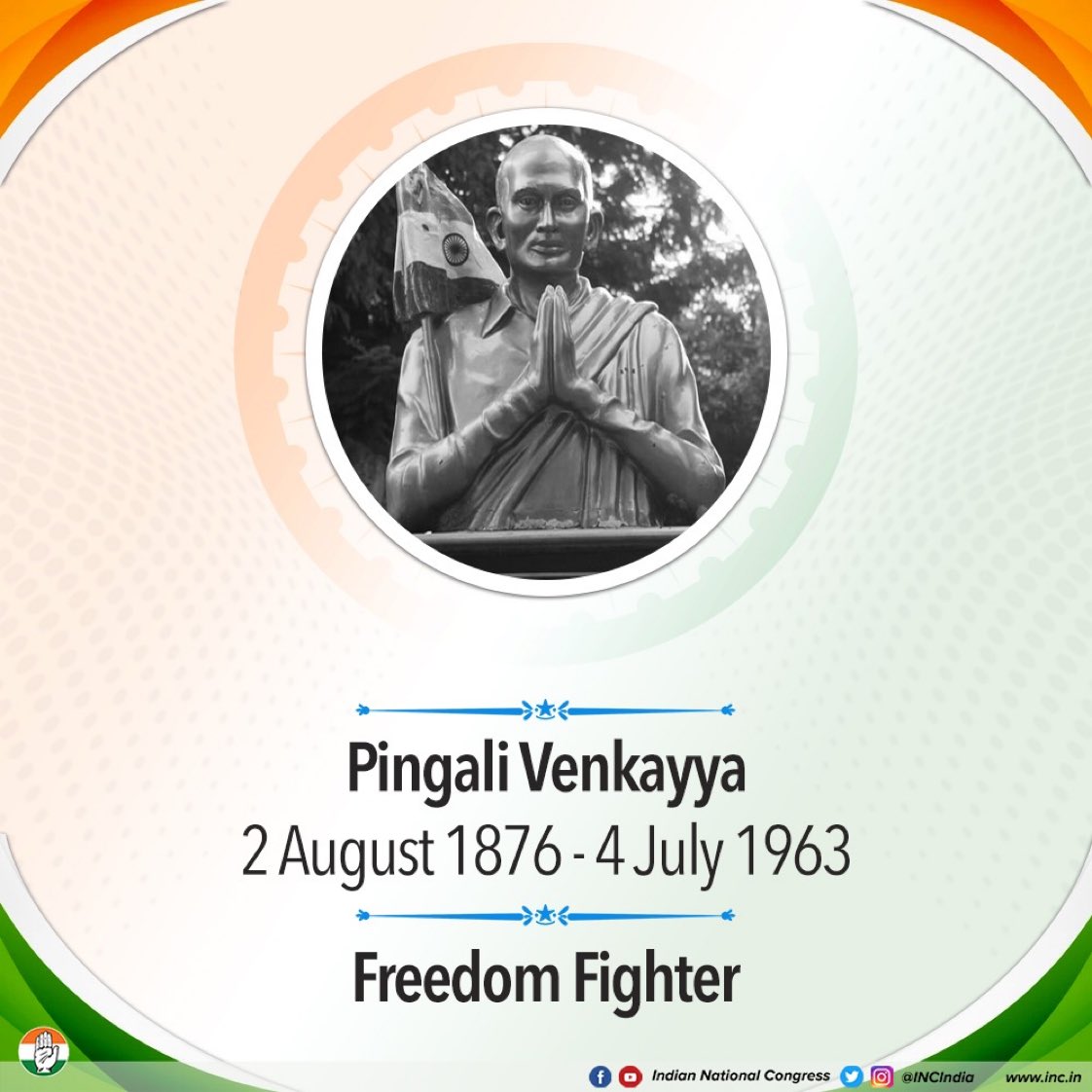 Remembering #PingaliVenkayya, the legend who gave us our iconic national flag, a symbol of our rich heritage and unity. On his death anniversary, let us remember his contribution and renew our commitment to building a strong and inclusive India. 

#RememberingPingaliVenkayya…
