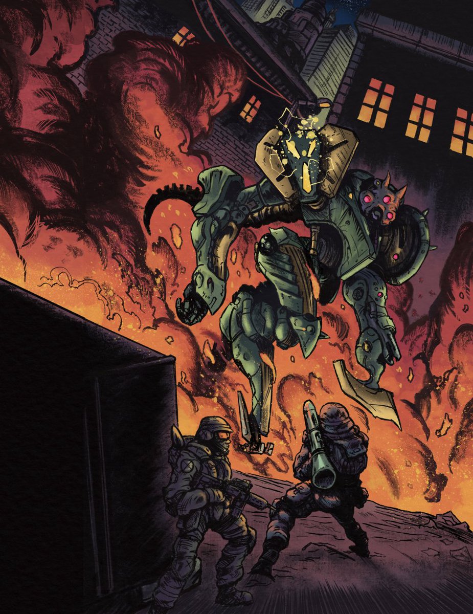 AeresChronicles's tweet photo. With a D6 system, boots on the ground can fight these alien invader bastards if necessary... it can scale to crazy proportions. Our kaiju game will offer multiple campaign scenarios. Play as Godzilla, a Gundam pilot, or Snake Plissken... the GM builds the scale of the scenario. #kaiju #ttrpgs