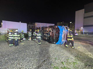 Earlier this evening, the wind flipped over a tractor trailer on the corner of Oriental  and Congress Ave, causing its fuel tanks to begin leaking diesel fuel. The situation Was handled by Station 1 of the 4th platoon.