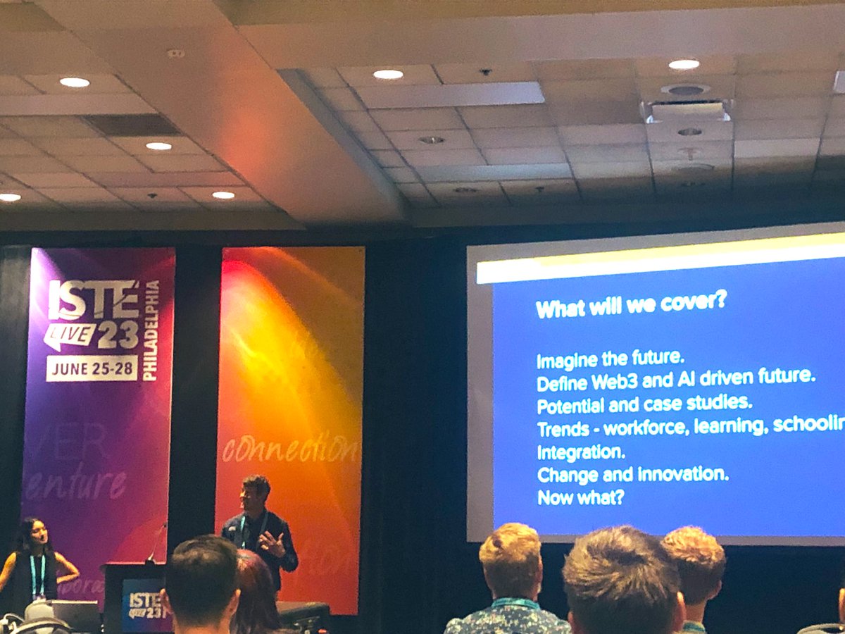 Appreciated the thought provocation in @VritiSaraf and @nmcclenn’s #ISTELive23 session on Leading School or District During the AI &amp; Web3 Revolution informed by the culmination of workforce, learning, and schooling trends.