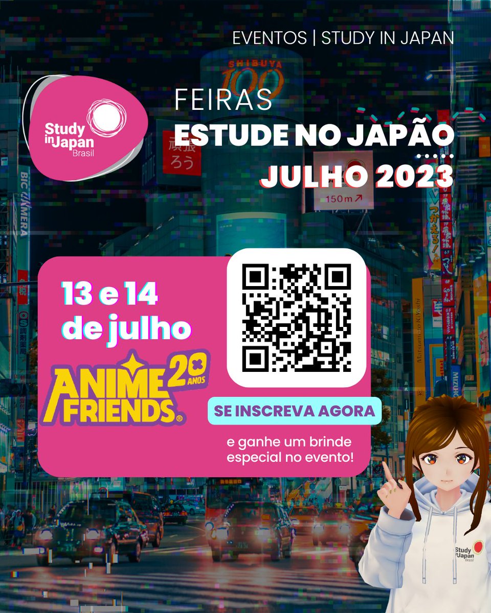 studyinjapanbr's tweet photo. Anime Friends é um dos maiores eventos do Brasil direcionados a animês, mangás e cultura japonesa em geral. Conta hoje com um público superior a 120 mil pessoas todo mês de julho, atraindo caravanas de fãs de todo lugar do país e algumas caravanas de países da América Latina. Além de ser muito conhecido pelos seus shows!

Esse ano algumas atrações do evento são: Atrações Internacionais como Scandal, Yurika, Real Akiba Boyz, Flow, Banana Cospboys, dentre outros. Atrações nacionais como os dubladores Guilherme Briggs, Wendel Bezerra, Cecília Lemes, Márcia Gomes e Mauro Eduardo. E muito mais!

A Study in Japan Brasil vai estar com estandes no evento, juntamente com representantes de grandes universidades japonesas para tirar dúvidas e informar aqueles que têm interesse em estudar no Japão seja graduação, pós-graduação, além de informações sobre bolsas de estudos e mais!

Faça o pré-registro da Study in Japan (gratuito) e garanta brindes ao visitar nosso estande. Lembrando que o nosso pré-registro não garante ingresso ao evento, portanto compre separadamente.

Saiba mais sobre o evento no nosso post (https://t.co/mwC7AHX6Dj) ou através do link: https://t.co/9REYGmB80K

#japão #estudenojapao #brasil #estudantesnojapão #estudarnojapão #bolsasdeestudo #studyinjapan #pesquisa #graduação #global #mestrado #Ciências #graduacaojapao #universidadesjapao