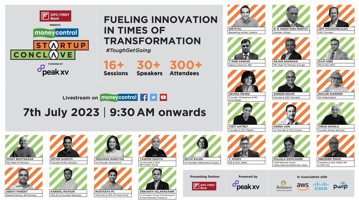 Meet the industry's trailblazers as they share their invaluable wisdom, igniting your entrepreneurial spirit. 🧠🧑‍💼

Only at #MCStartupConclave 🔥🔥

For more, check ⬇️
moneycontrol.com/msite/india-st…

Check out this stellar lineup! A thread 🧵