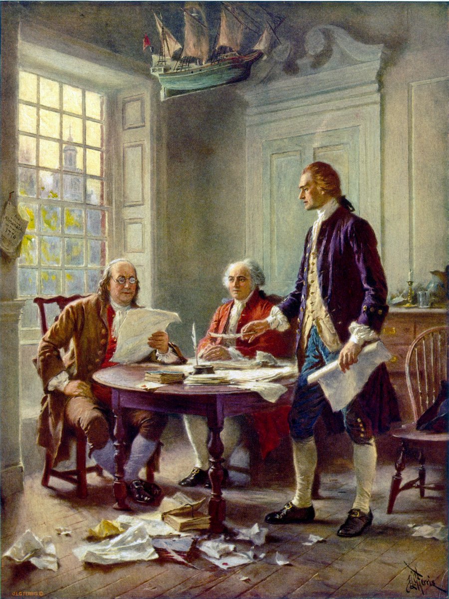 Happy Independence Day! Including George Washington and Benjamin Franklin, many of the founding fathers who played a pivotal role in drafting the Declaration of Independence and establishing the nation were Freemasons themselves. “Writing the Declaration of Independence 1776”.