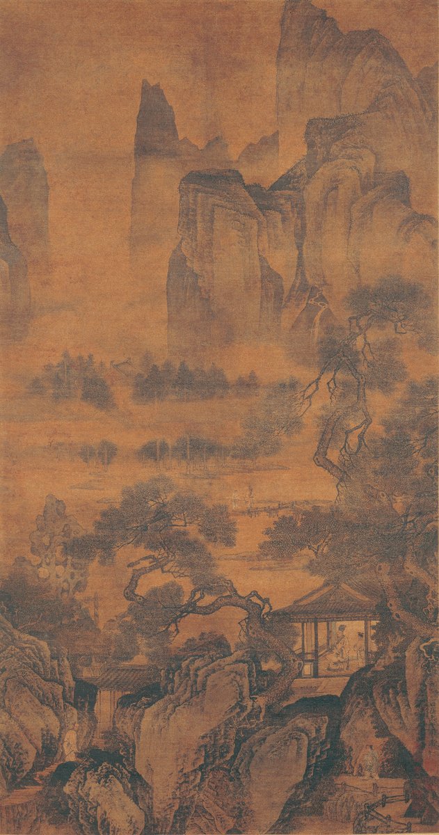 📷#TravelTuesday As Confucius said, isn't it delightful to have friends from afar? Guests Arriving at a Mountain Villa, Zhou Chen, Ming dynasty (1368–1644) 🏞️山斋客至图轴 明 周臣