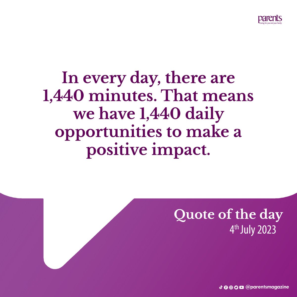 parentsafrica's tweet image. You have 1440 opportunities to make a positive impact, make them count! 
#StillWithYou 
#Parentsmagazine