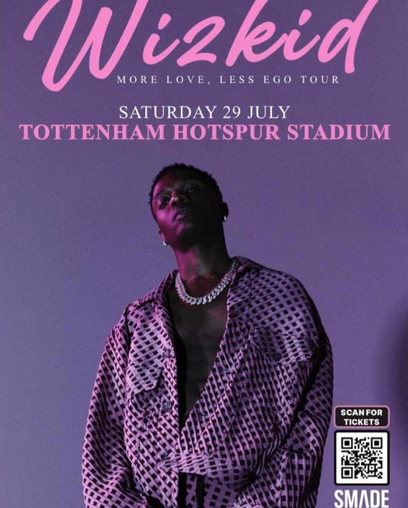 SMADE EVENTS (@smadeevents) on Twitter photo The dream has elevated 🖤🦅 Catch <a href="/wizkidayo/">Wizkid</a> Live <a href="/SpursOfficial/">Tottenham Hotspur</a> 🇬🇧 🦅🖤#WIZKIDSTADIUM
Date: Saturday 29th July 2023
<a href="/wizkidayo/">Wizkid</a> 🌟🌟🌟 #MLLETOUR
<a href="/wizkidayo/">Wizkid</a> <a href="/iamSMADE/">KING SMADE</a> <a href="/jada3_p/">jada.p</a> <a href="/Smadeevents/">SMADE EVENTS</a> #smadeparties <a href="/LiveNationUK/">Live Nation UK</a>
Click on the ticket link below 🎫
livenation.co.uk/show/1404752/w… The dream has elevated 🖤🦅 Catch <a href="/wizkidayo/">Wizkid</a> Live <a href="/SpursOfficial/">Tottenham Hotspur</a> 🇬🇧 🦅🖤#WIZKIDSTADIUM
Date: Saturday 29th July 2023
<a href="/wizkidayo/">Wizkid</a> 🌟🌟🌟 #MLLETOUR
<a href="/wizkidayo/">Wizkid</a> <a href="/iamSMADE/">KING SMADE</a> <a href="/jada3_p/">jada.p</a> <a href="/Smadeevents/">SMADE EVENTS</a> #smadeparties <a href="/LiveNationUK/">Live Nation UK</a>
Click on the ticket link below 🎫
livenation.co.uk/show/1404752/w…