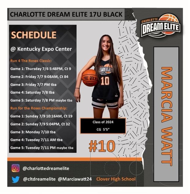 Super excited for this week’s tournament Run 4 Roses in Kentucky! Make sure you check us out @CltDreamElite @TFNsRun4Roses