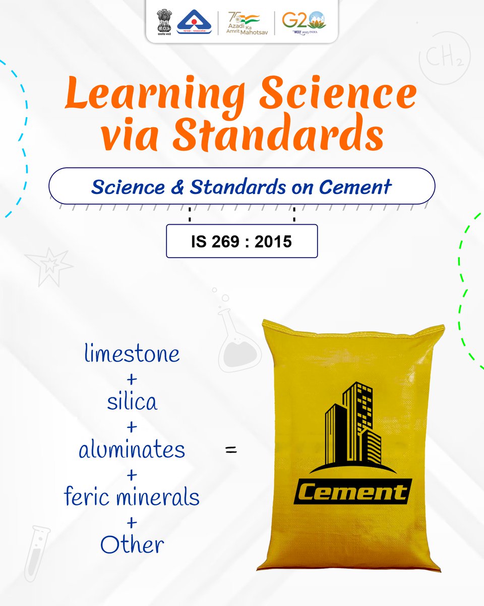 IndianStandards's tweet image. The third lesson plan on 𝐂𝐞𝐦𝐞𝐧𝐭 under 𝐋𝐞𝐚𝐫𝐧𝐢𝐧𝐠 𝐒𝐜𝐢𝐞𝐧𝐜𝐞 𝐯𝐢𝐚 𝐒𝐭𝐚𝐧𝐝𝐚𝐫𝐝𝐬 provides valuable insights into its evolution, materials used, manufacturing, scientific laws and principles etc. 
#CementScience #LessonPlan #CementEducation
