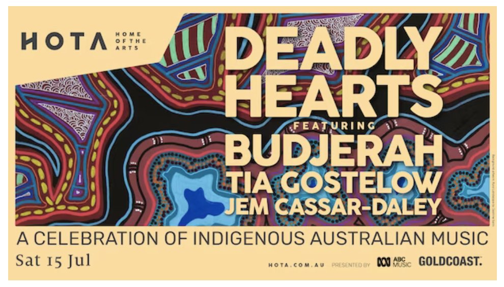 ABC Music is proud to present Deadly Hearts - a night of pure entertainment, storytelling, and great Australian Indigenous music featuring <a href="/BudjerahS/">B is for Budjerah</a>, <a href="/tiagostelow/">tiagostelow</a>, and <a href="/jemcassardaley/">jem</a>! ❤️🖤💛🤍 Don't miss out on this! 👉 ab.co/3rgcolW
