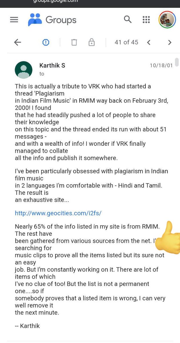 p1j's tweet photo. We never discuss it here but Karthik’s itwofs was initially crowd sourced, & carried the credits for #RMIM as the seed & base material in the beginning
Karthik has done a phenomenal job with #itwofs with that curation and specially documentation with the multimedia clips as source of truth, but just sharing the seeding point for significance of a group like RMIM. @beastoftraal