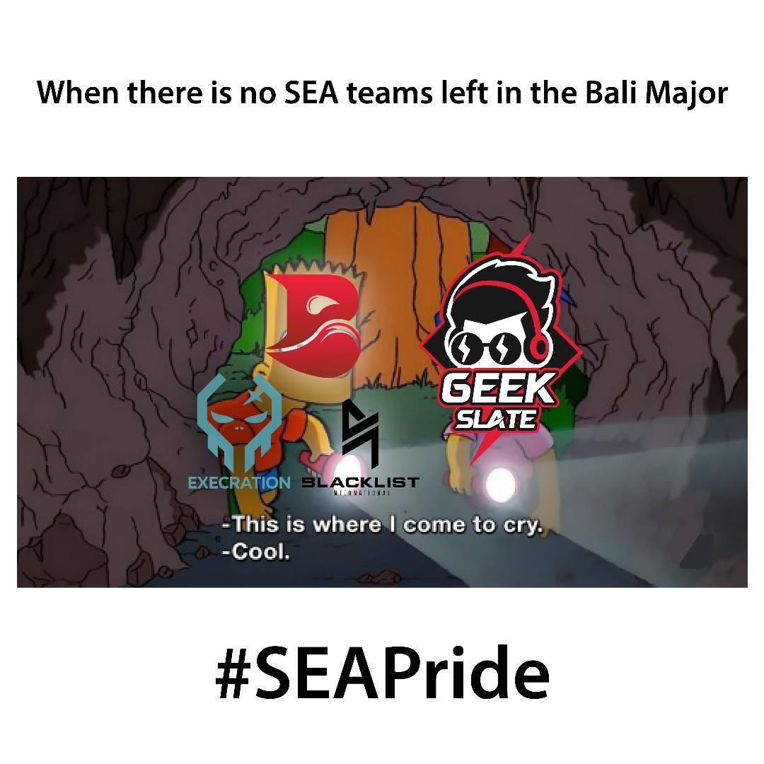 TeamGeekFam's tweet photo. We definitely feel you guys @ggBleed @BLACKLISTINTL @ExecrationGG
All the SEA teams have been eliminated from the Bali Major 2023.
It was a good run from all the SEA representatives, GGWP!
#GeekSlate #Dota2 #BaliMajor #balimajor2023 #SEAPRIDE #SEA https://t.co/MwKyZJAI7v