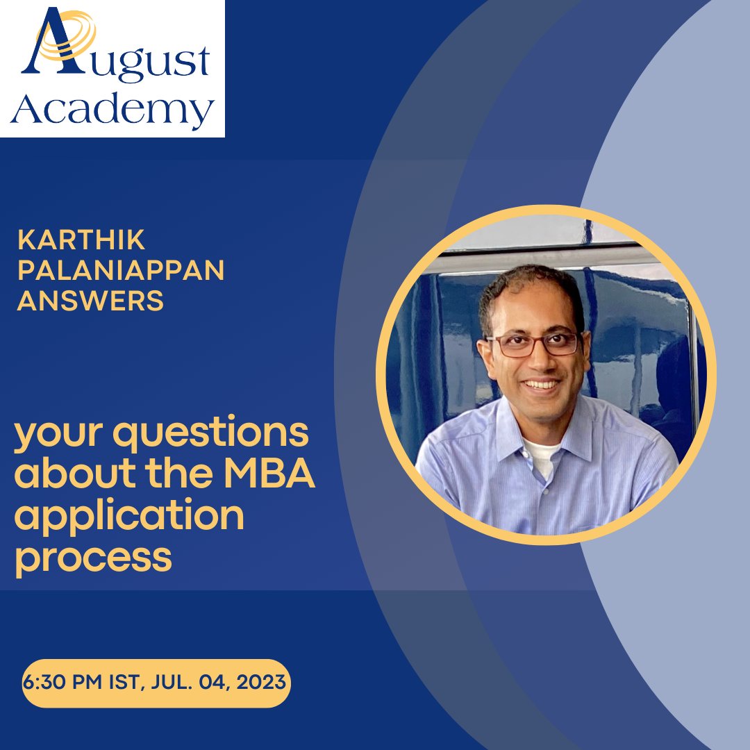 Do you have burning questions about how to crack this season's MBA admissions?

Get your questions answered at our super-popular Web Office Hours, this July 4 at 6:30 pm IST:

ow.ly/FHFC50P2zS3

#MBA #MBAadmissions #GRE #GMAT #Consulting #Finance #AugustAcademyAnswers