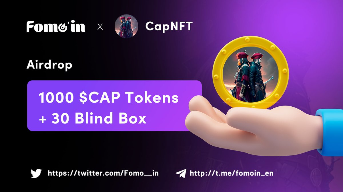 Fomo__in's tweet photo. 🥳 #CapNFT &amp; #Fomoin Special #Giveaway 🎉

🏆 1000 $CAP Tokens + 30 Blind Box / 40 winners

To win
✅ Follow @capnft3333 &amp; @Fomo__in
✅ Like &amp; RT &amp; tag 3 frds
✅ Comment your #SEI address⏬

⏰ 72 Hours
#Airdrop #SeiNetwork #Giveaways #web3 #NFTs https://t.co/pdwbdUFSag