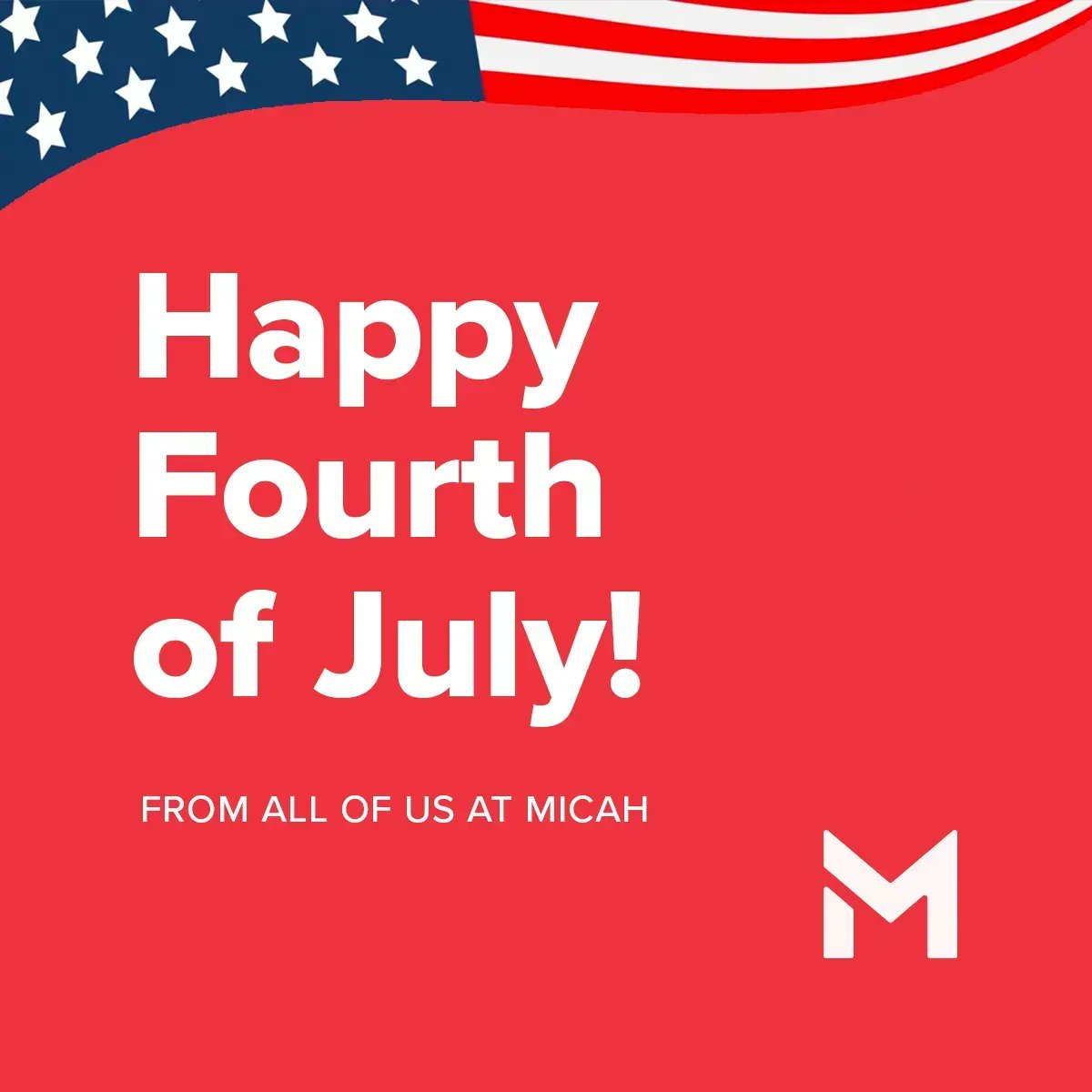 micah_group's tweet photo. 🇺🇸 From our team to yours, wishing you a safe and happy Fourth of July! 🔔

#happyfourth #fourthofjuly #independenceday https://t.co/xKA6IG0jiP