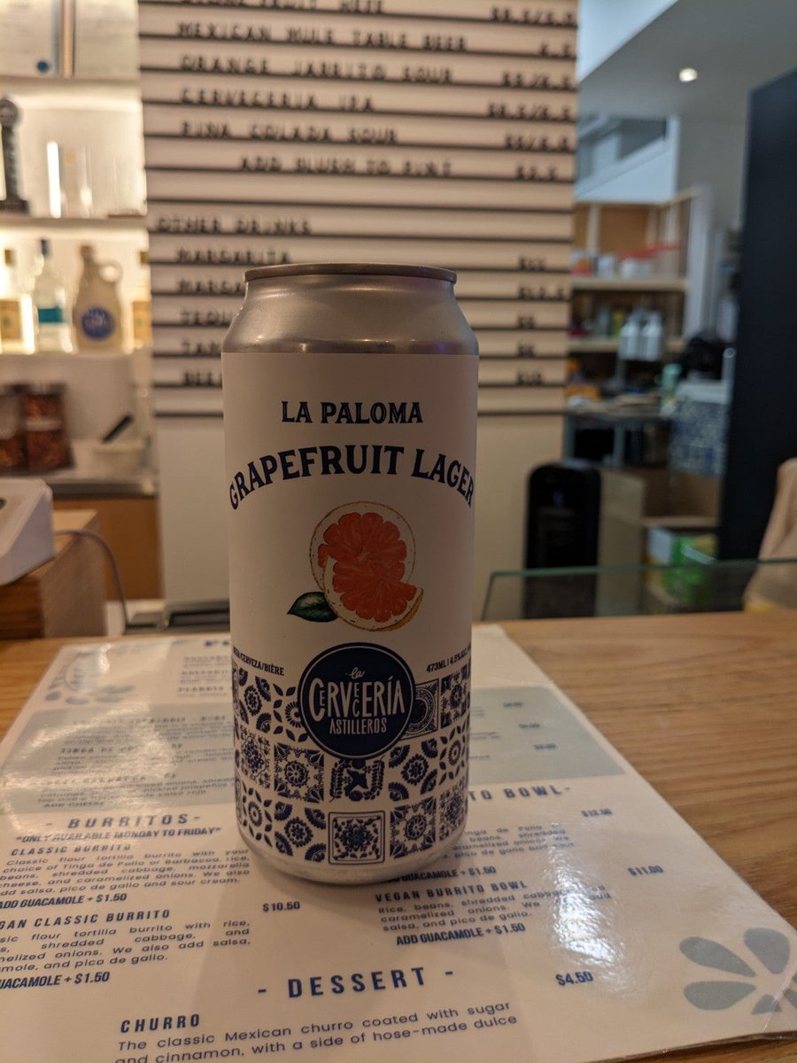 kawayaneh's tweet photo. La Paloma Grapefruit Lager. Not bad. (@ La Cerveceria Astilleros in North Vancouver, BC) https://t.co/NgivmddhN1 https://t.co/ZGhzAa4l4s