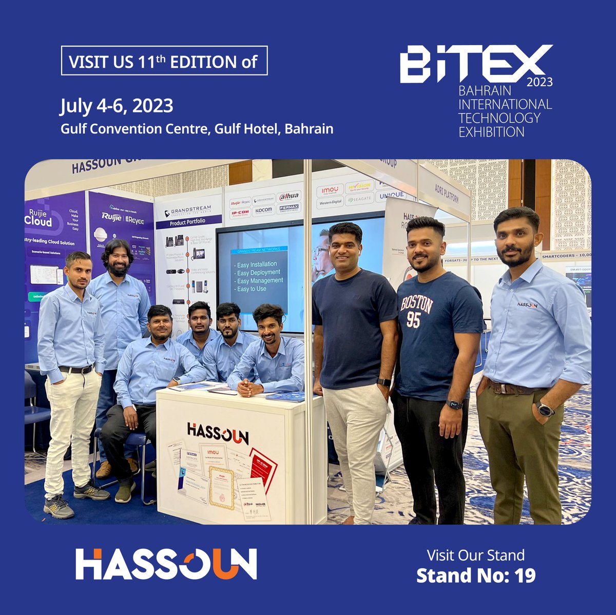 HassounSocial's tweet image. 11th Edition of Bitex-2023, July 4-6, Gulf Convention Centre, Gulf Hotel, Bahrain, Visit Our Stand : No-19
#BITEXBahrain #BITEX #exhibition #technology #digitaltransformation #ICT #Bahrain #saudiarabia #oman #dubai #uae