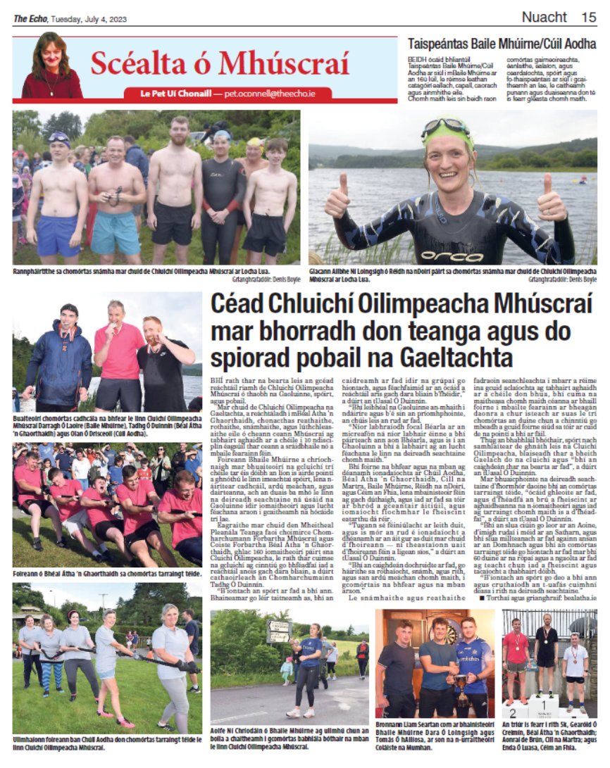 Céad Chluichí Oilimpeacha Mhúscraí mar bhorradh don teanga agus do spiorad pobail na Gaeltachta <a href="/echolivecork/">EchoLive.ie</a> inniu <a href="/BealAthaAbu/">Béal Átha Abú</a> #Múscraí